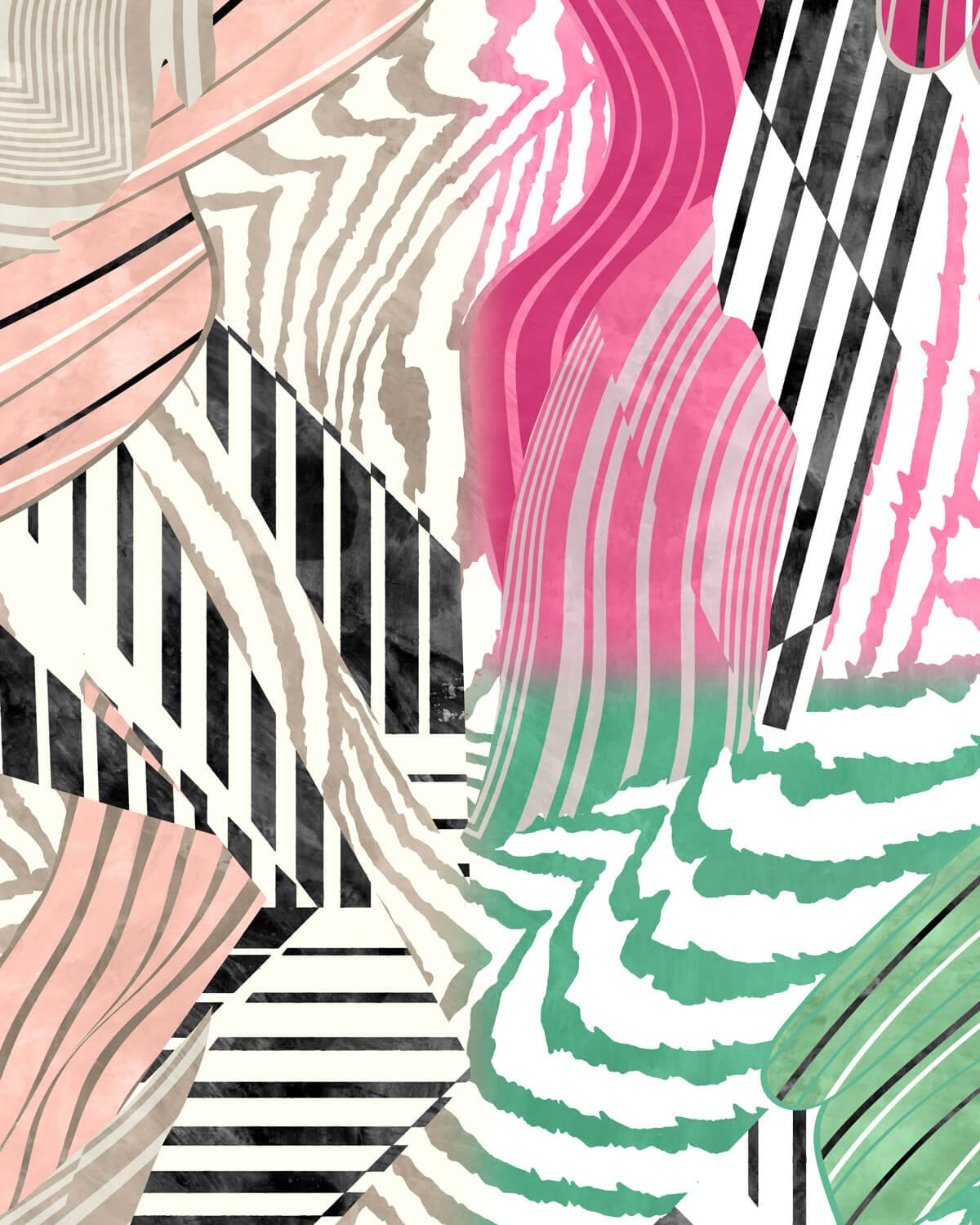 Print development and colourway variations for textile artwork